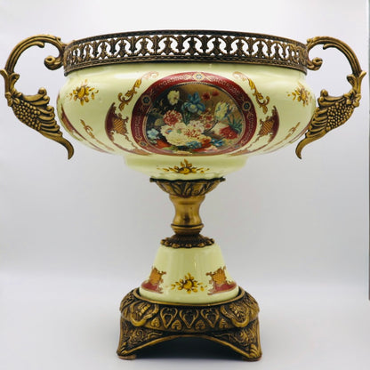 Antique European Porcelain Urn with Gilt Spelter Handles (c. 1890–1910)