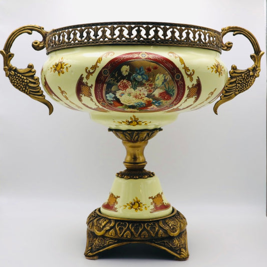 Antique European Porcelain Urn with Gilt Spelter Handles (c. 1890–1910)