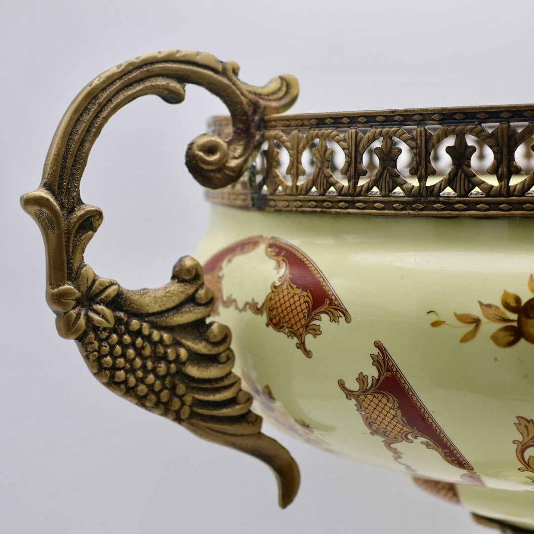 Antique European Porcelain Urn with Gilt Spelter Handles (c. 1890–1910)
