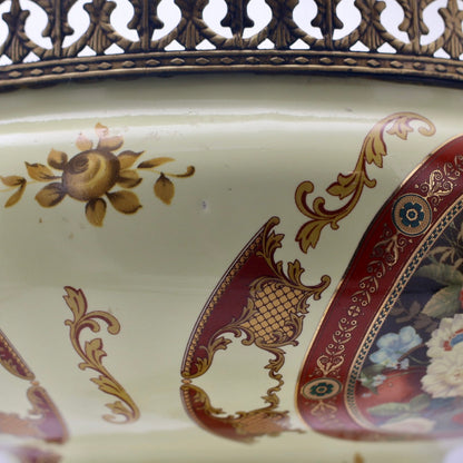 Antique European Porcelain Urn with Gilt Spelter Handles (c. 1890–1910)