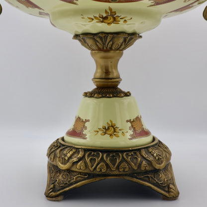 Antique European Porcelain Urn with Gilt Spelter Handles (c. 1890–1910)