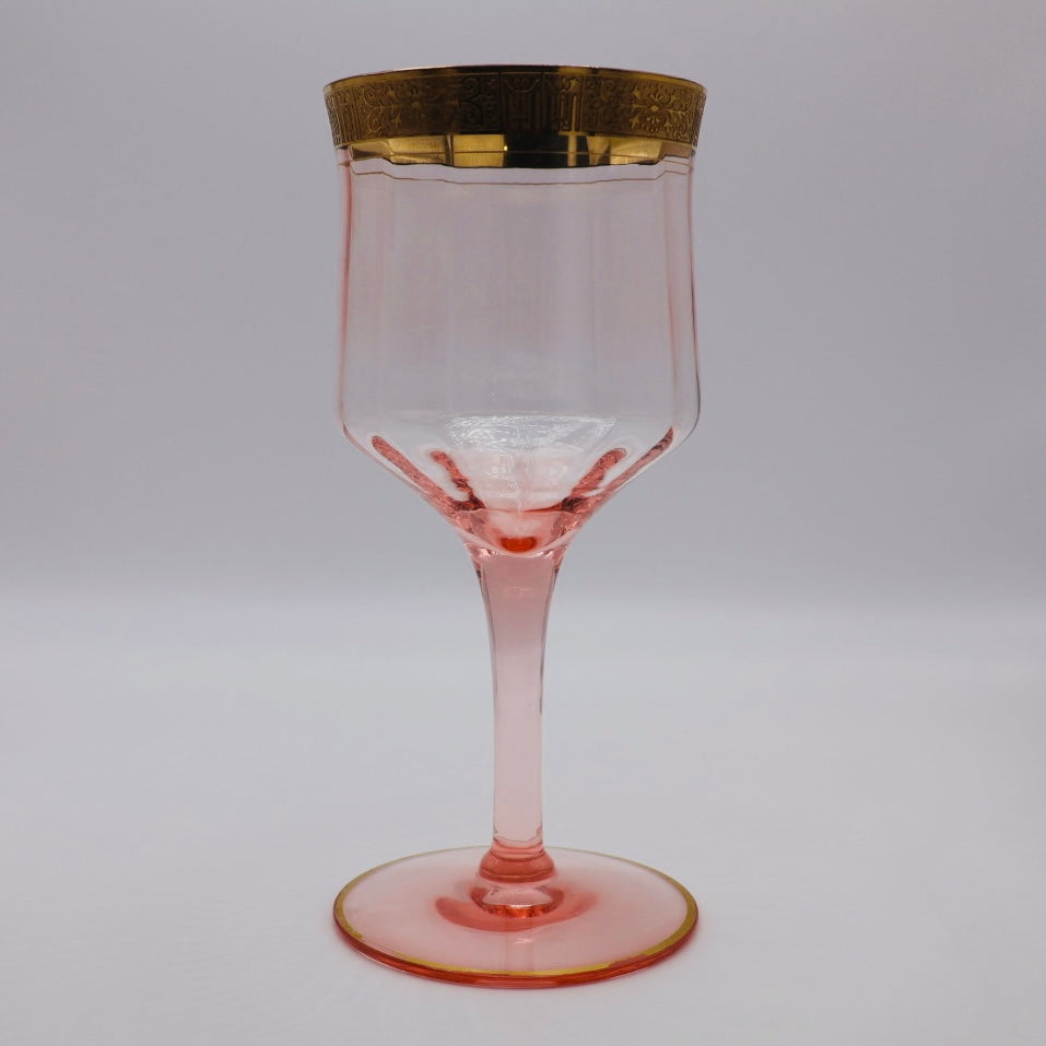 Tiffin-Franciscan Rambler Rose Pink & Gold Goblets (Set of 4)