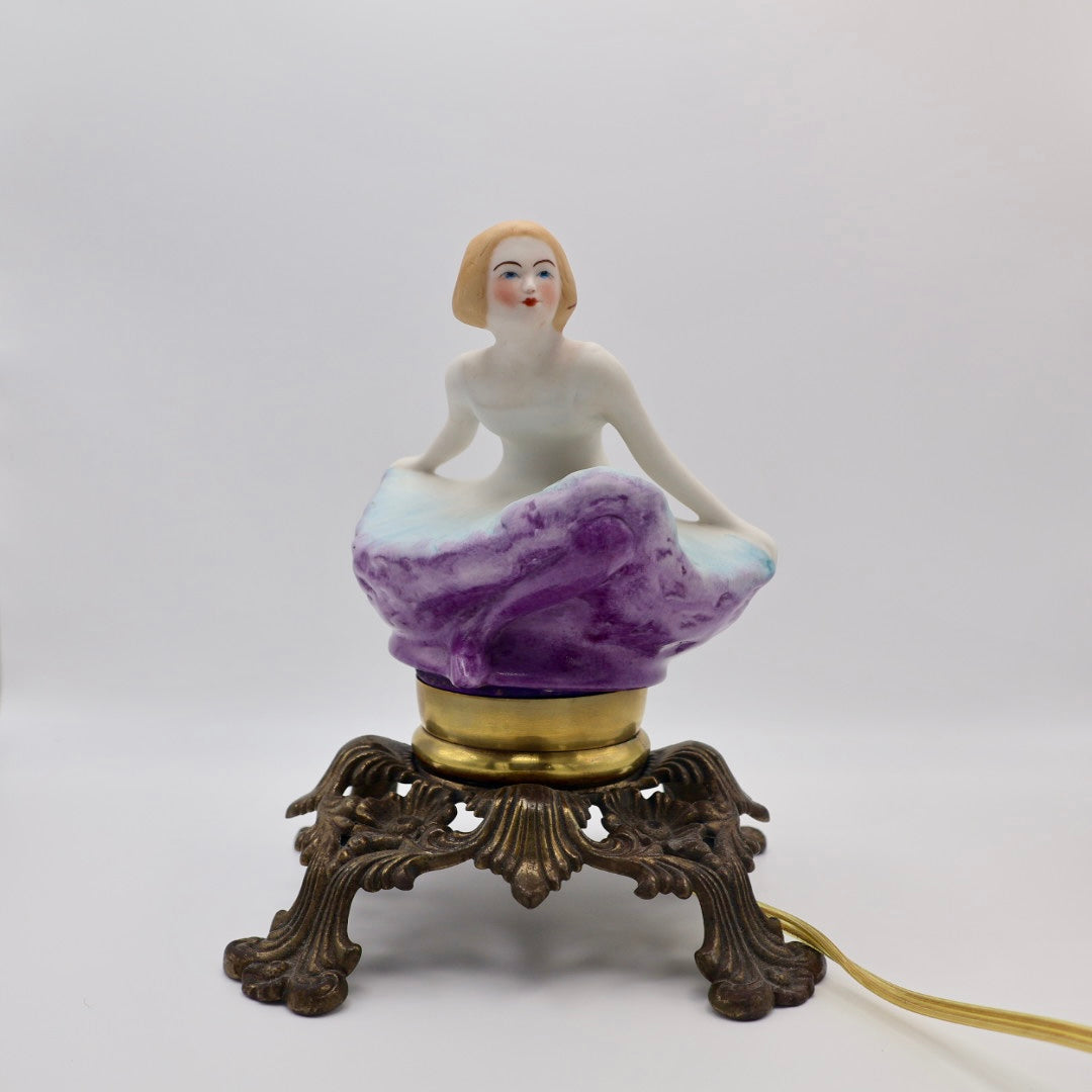 Art Deco Fulper Ballerina Perfume Lamp with Cast Metal Base