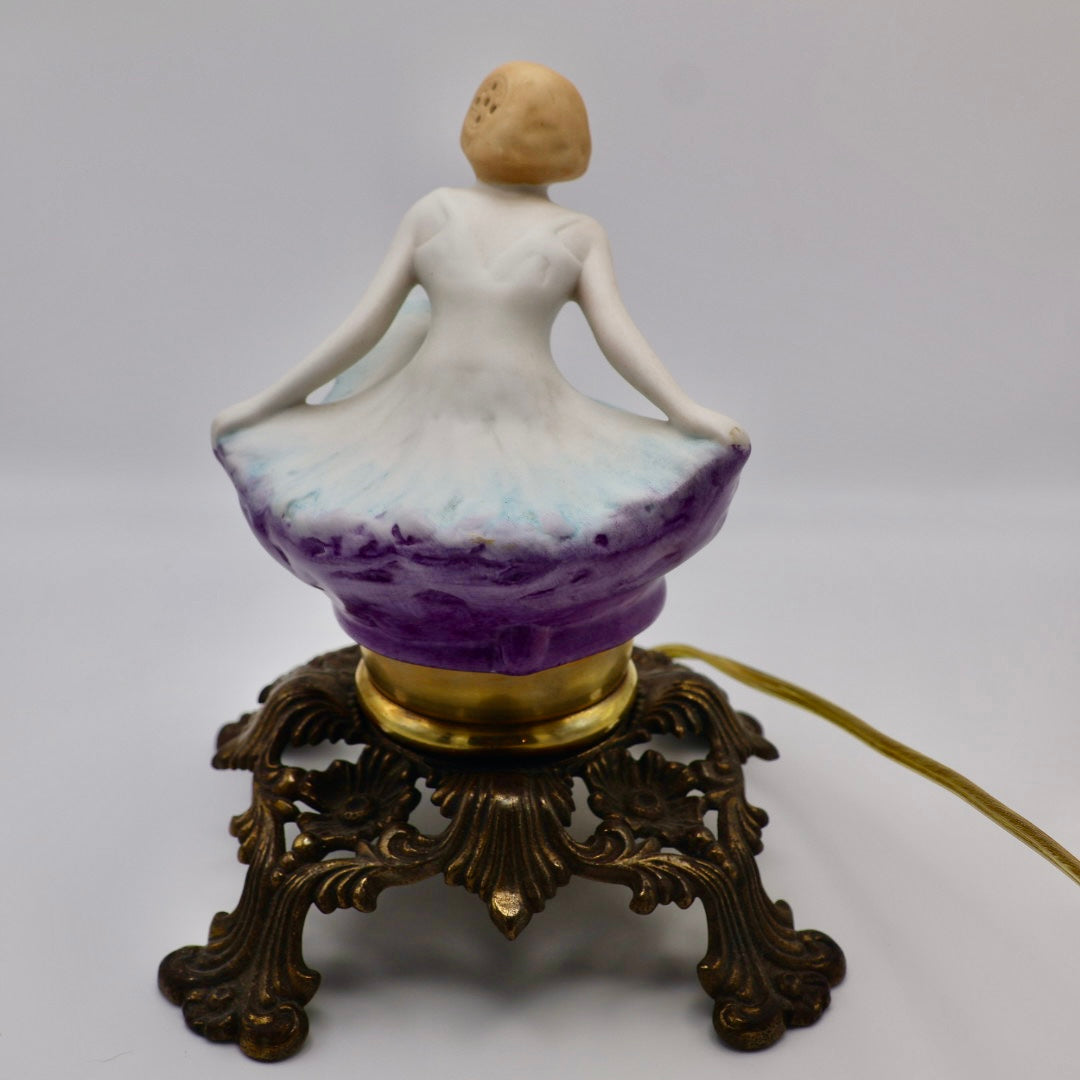 Art Deco Fulper Ballerina Perfume Lamp with Cast Metal Base