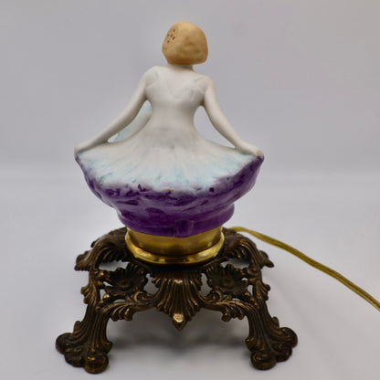 Art Deco Fulper Ballerina Perfume Lamp with Cast Metal Base