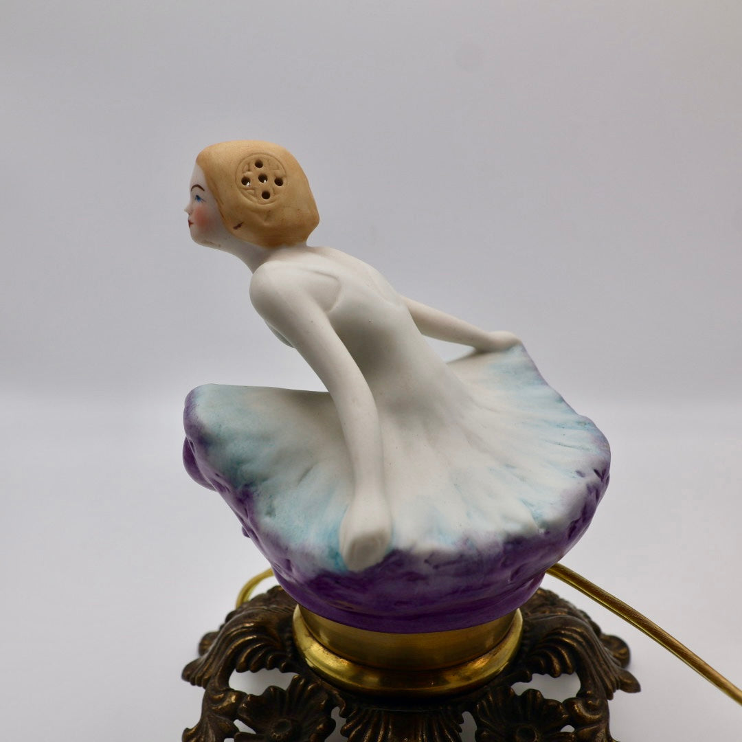 Art Deco Fulper Ballerina Perfume Lamp with Cast Metal Base