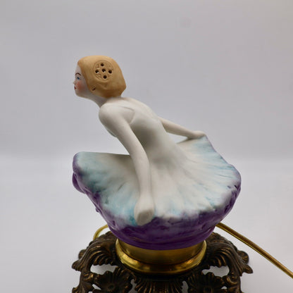 Art Deco Fulper Ballerina Perfume Lamp with Cast Metal Base