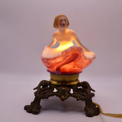 Art Deco Fulper Ballerina Perfume Lamp with Cast Metal Base
