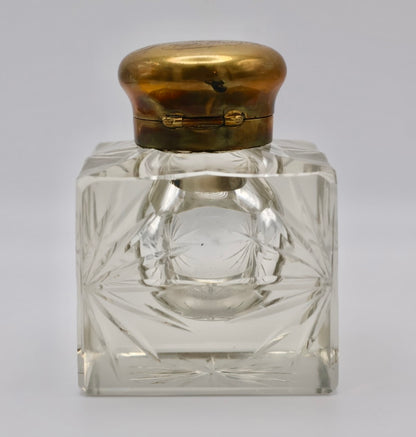 1904 American Brilliant Cut Glass Inkwell with Gilt Hinged Lid – Kansas City Golf Championship Engraving