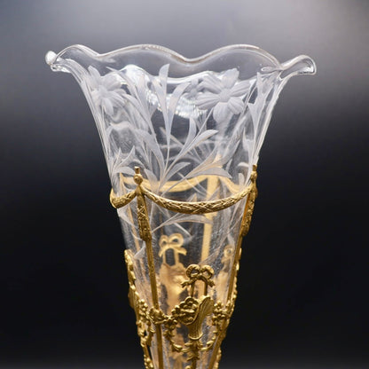 Vicotiran Cut Glass Vase with Ornate Bronze Mount