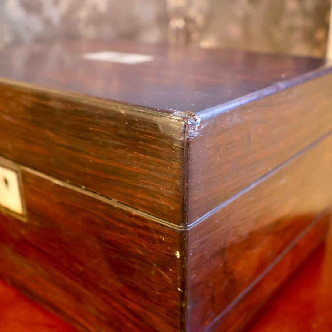 Antique Rosewood Traveling Dressing / Vanity Box with Accessories