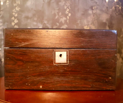 Antique Rosewood Traveling Dressing / Vanity Box with Accessories