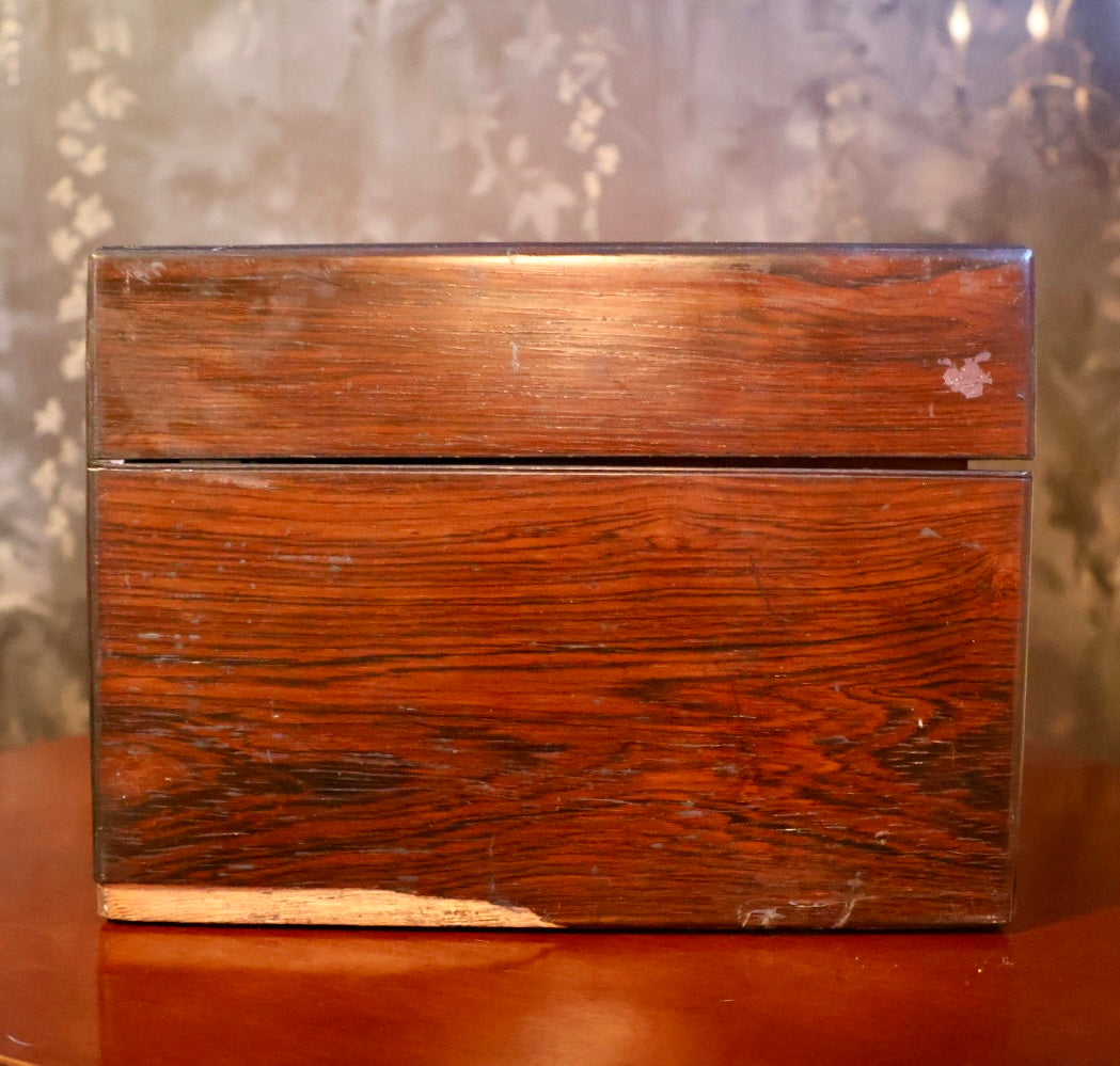 Antique Rosewood Traveling Dressing / Vanity Box with Accessories
