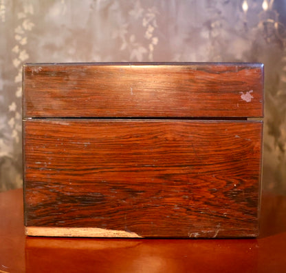 Antique Rosewood Traveling Dressing / Vanity Box with Accessories