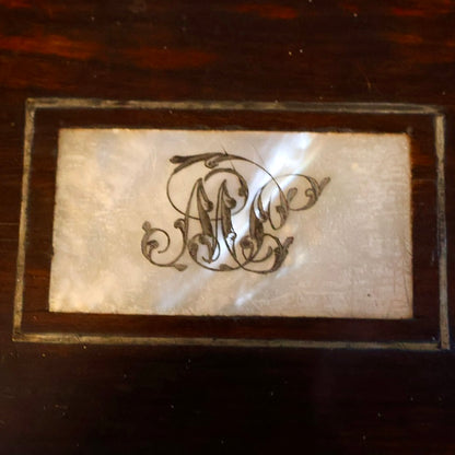 Antique Rosewood Traveling Dressing / Vanity Box with Accessories