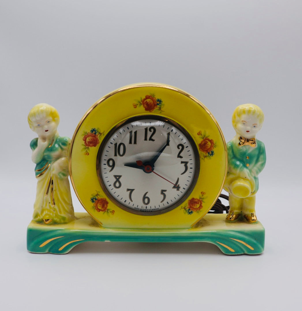 Vintage Porcelain Figural Mantel Clock