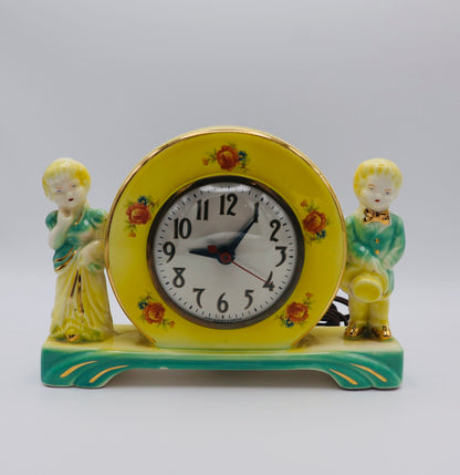 Vintage Porcelain Figural Mantel Clock