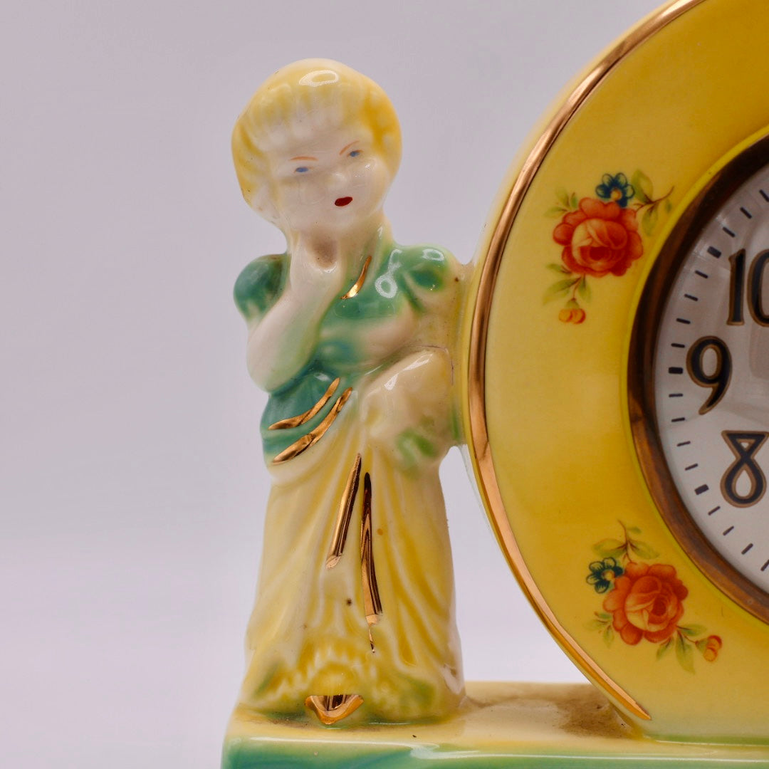 Vintage Porcelain Figural Mantel Clock