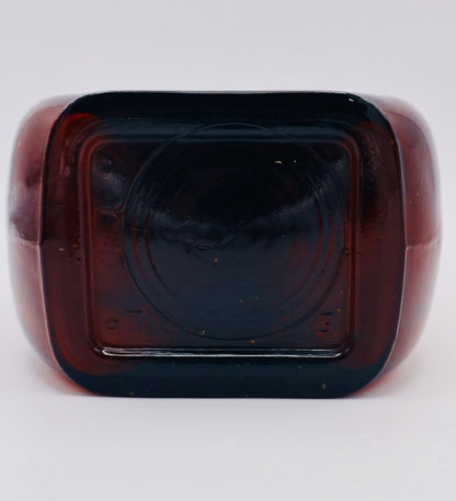 Amber Glass and Pewter Liquor Bottle with Grapes