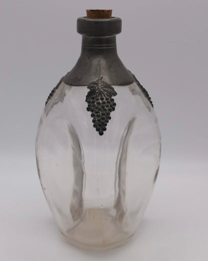 Pinch Glass Bottle with Grape Accents