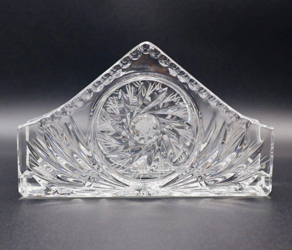 Vintage Polish Cut Crystal Napkin/Letter Holder or Desk Organizer