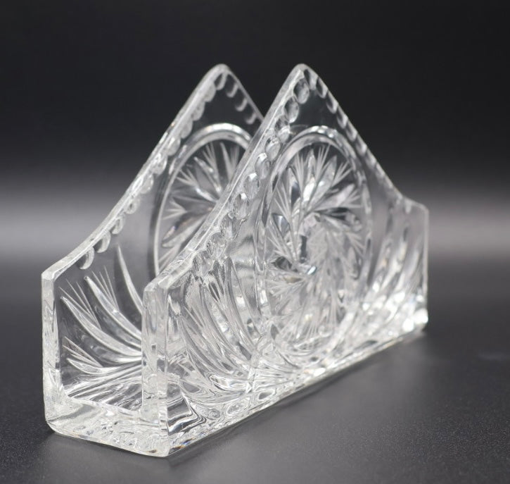 Vintage Polish Cut Crystal Napkin/Letter Holder or Desk Organizer