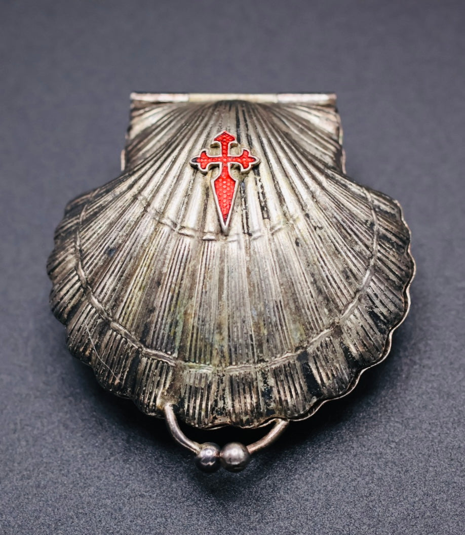 Antique Scallop Shell Rosary Case with Cross of Saint James (c. 1890–1920)