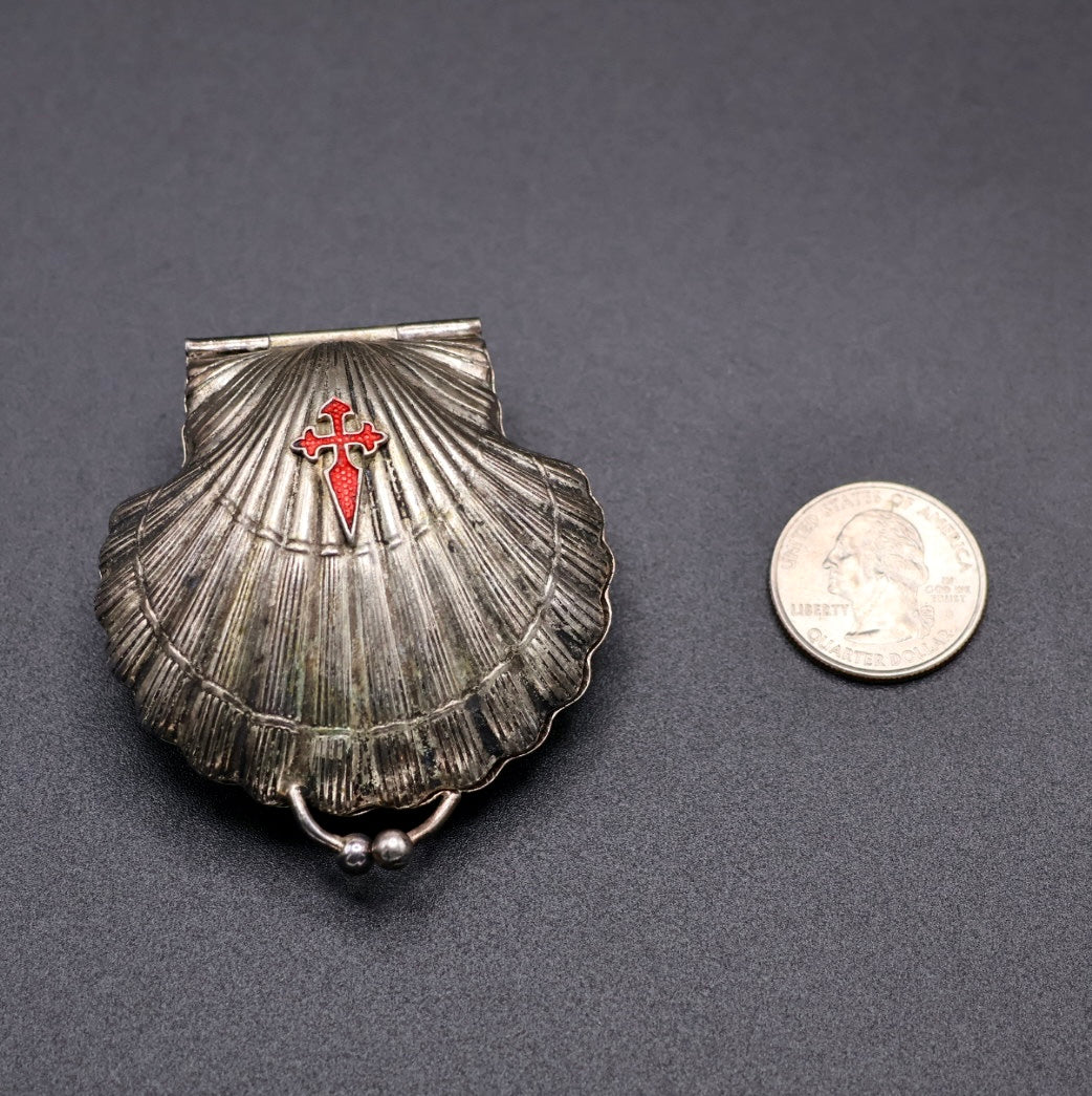 Antique Scallop Shell Rosary Case with Cross of Saint James (c. 1890–1920)