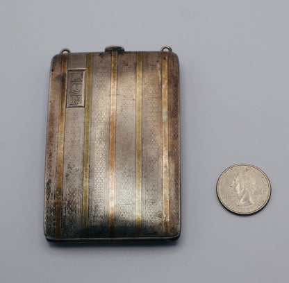 Antique Sterling Silver Coin Compact Purse with 10K Gold Inlay