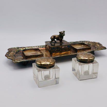Pairpoint Dog Figural Inkwell Set
