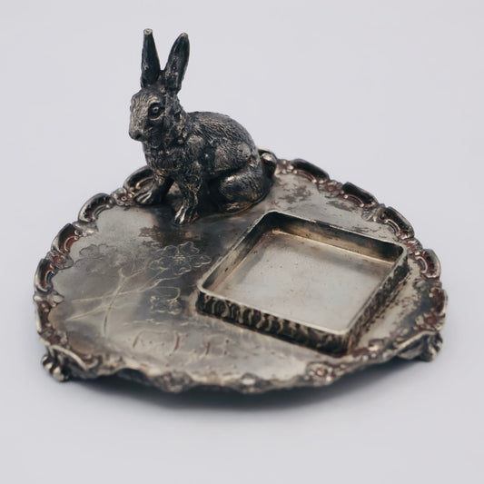 Pairpoint Silverplate Figural Rabbit Desk Tray