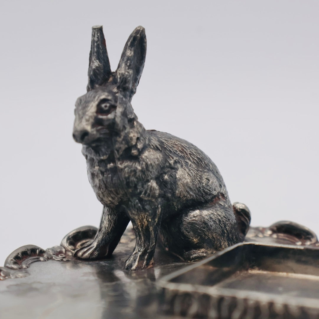 Pairpoint Silverplate Figural Rabbit Desk Tray