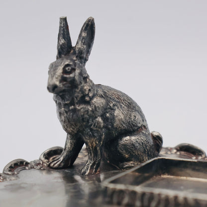 Pairpoint Silverplate Figural Rabbit Desk Tray