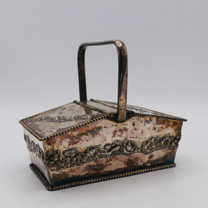 Antique Pairpoint Quadruple Plate Silverplate Basket Box with Handle c. 1900