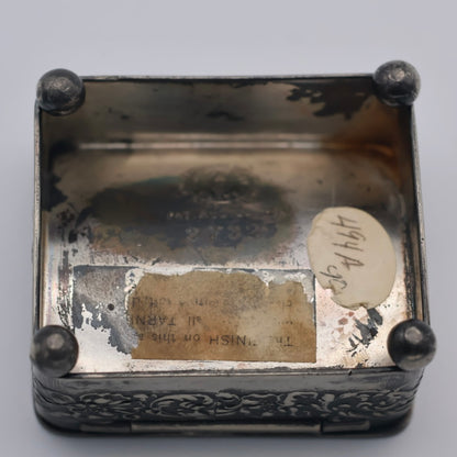 Antique Pairpoint Silverplate Stamp Box - Petite Gilded Desk Casket c. 1890–1915
