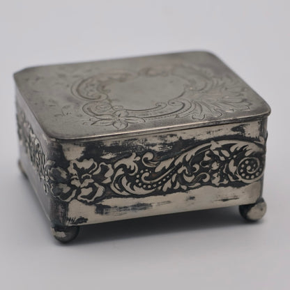 Antique Pairpoint Silverplate Stamp Box - Petite Gilded Desk Casket c. 1890–1915