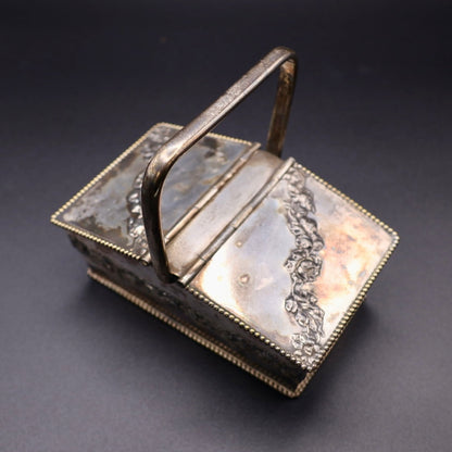Antique Pairpoint Quadruple Plate Silverplate Basket Box with Handle c. 1900