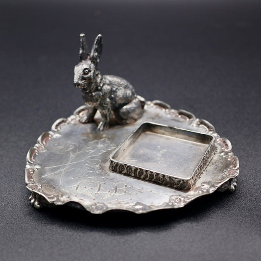 Pairpoint Silverplate Figural Rabbit Desk Tray