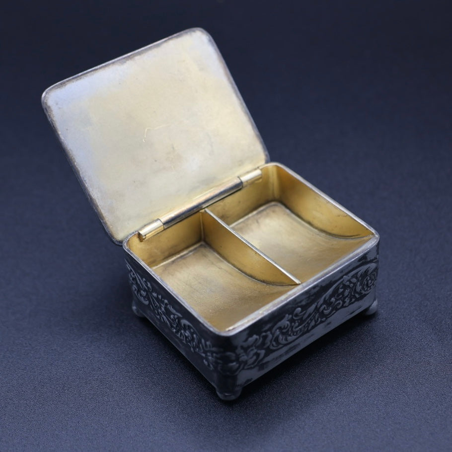 Antique Pairpoint Silverplate Stamp Box - Petite Gilded Desk Casket c. 1890–1915