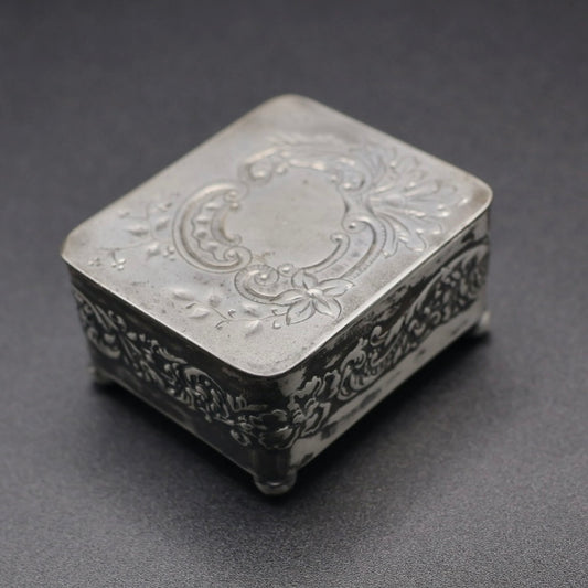 Antique Pairpoint Silverplate Stamp Box - Petite Gilded Desk Casket c. 1890–1915