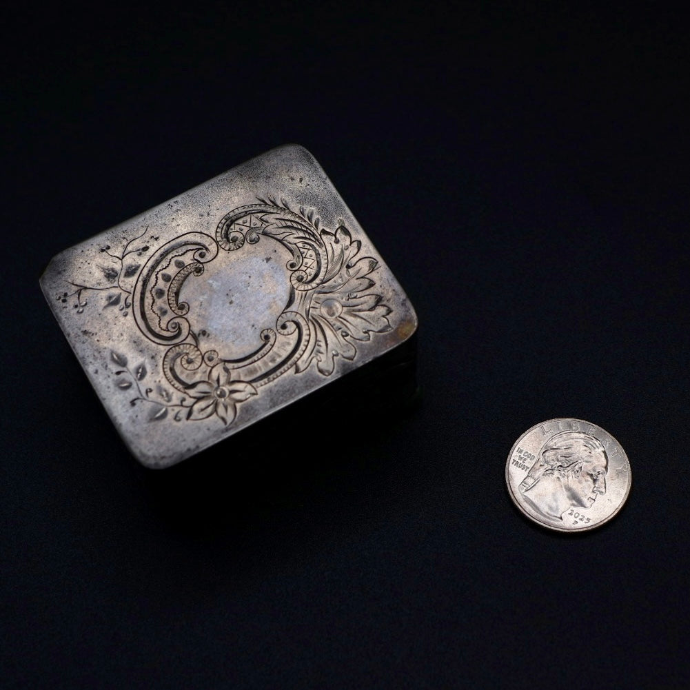Antique Pairpoint Silverplate Stamp Box - Petite Gilded Desk Casket c. 1890–1915
