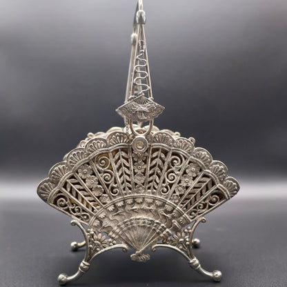 Antique Victorian Pairpoint Silverplate Fan Casket Quadruple Plate Box with Original Liner