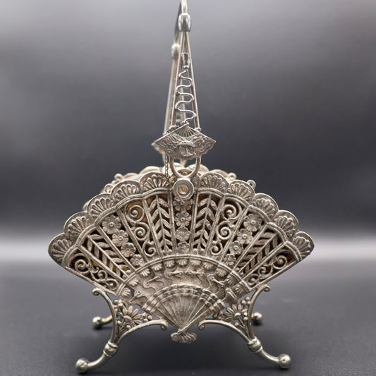 Antique Victorian Pairpoint Silverplate Fan Casket Quadruple Plate Box with Original Liner