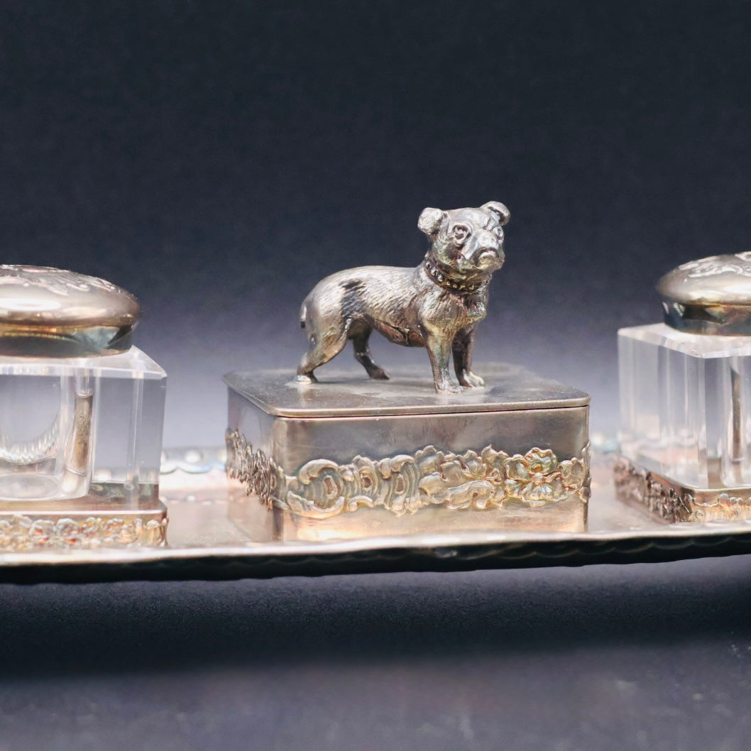Pairpoint Dog Figural Inkwell Set
