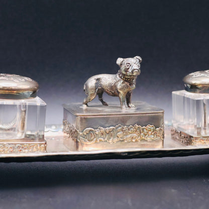 Pairpoint Dog Figural Inkwell Set
