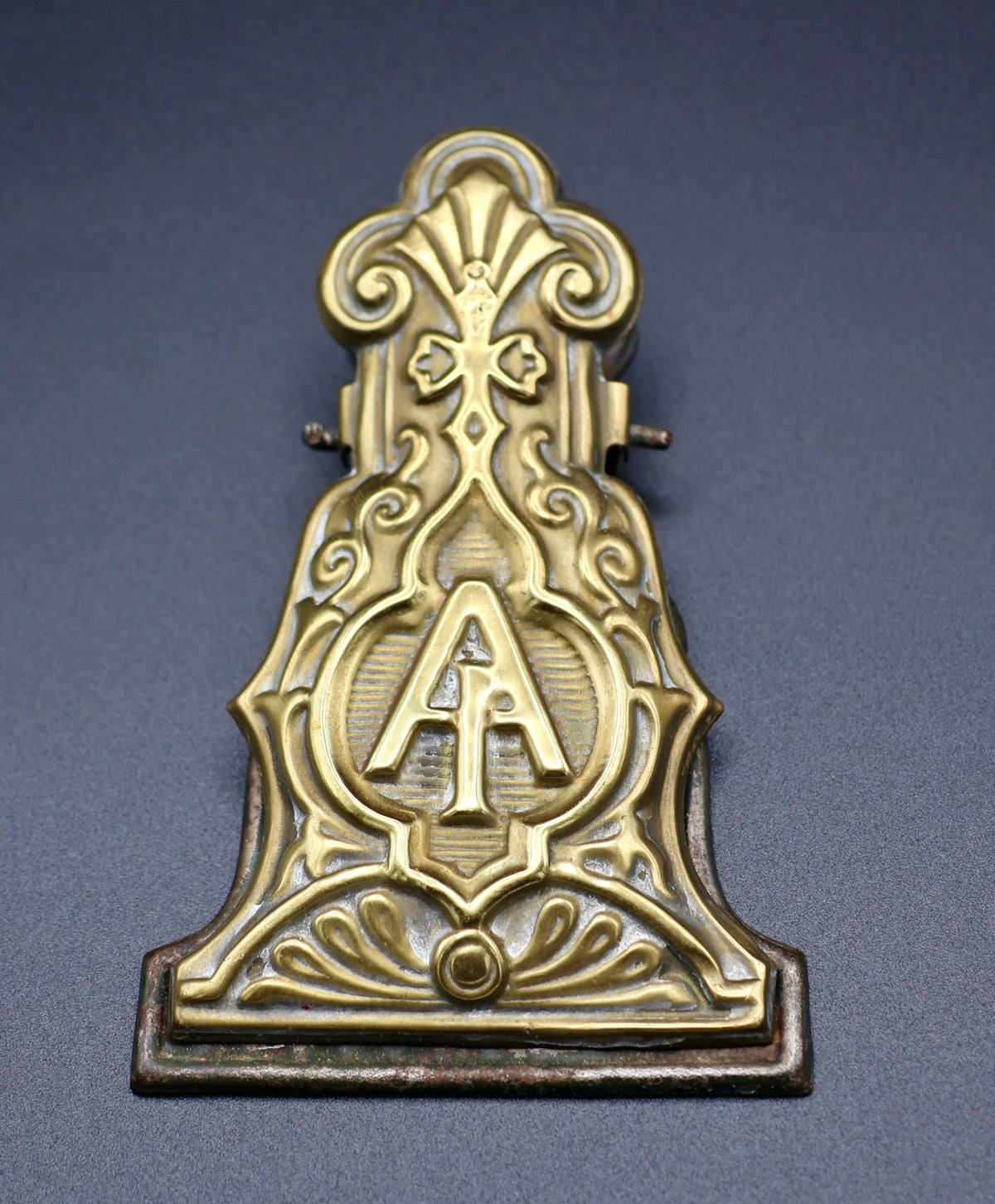 Victorian A1 Pressed Brass Letter Clip c. 1890 (Green Back)