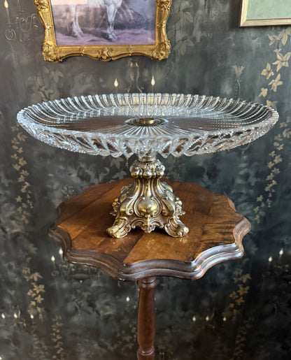 Crystal and Brass Centerpiece Stand