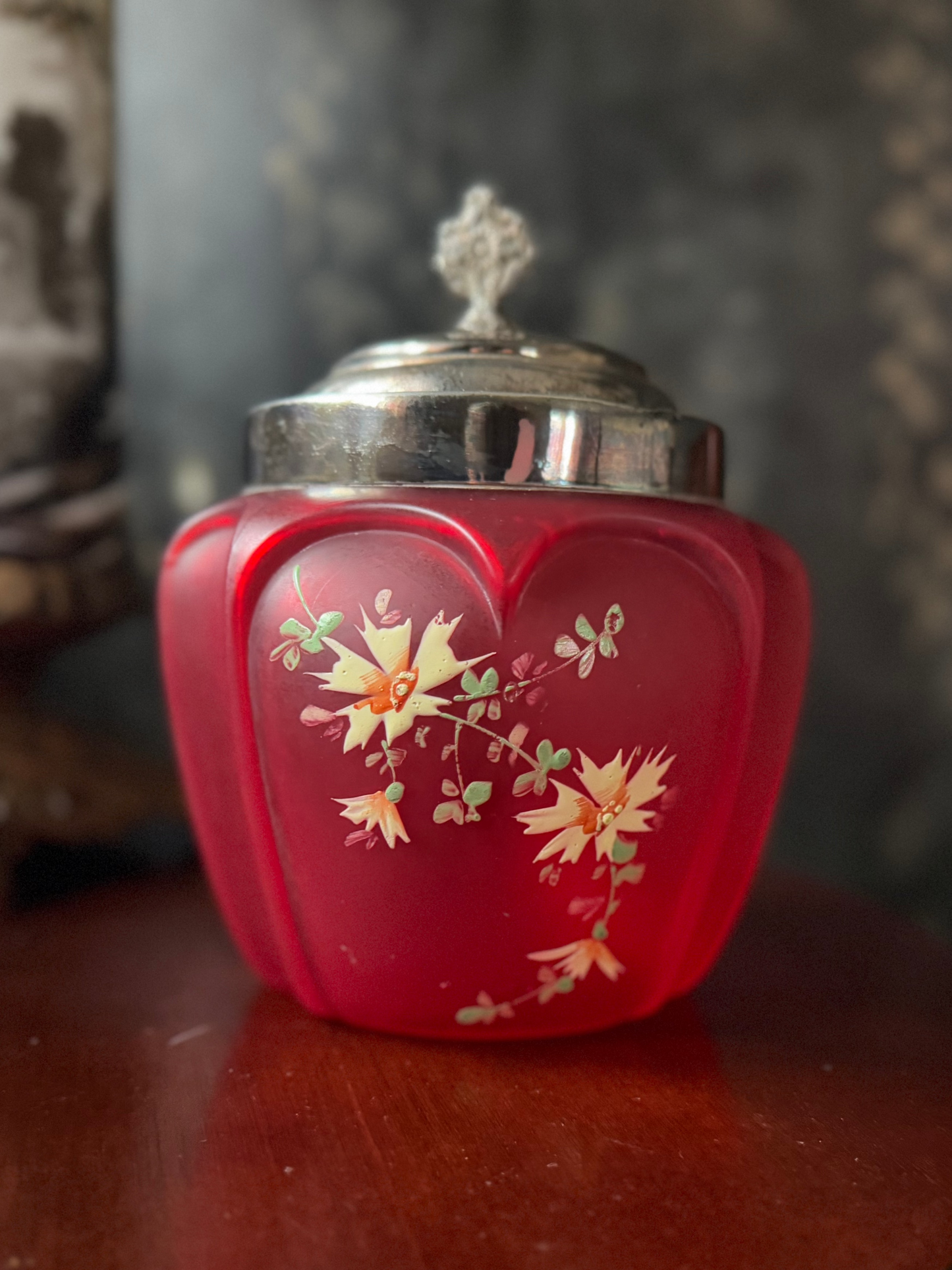 Red Satin Biscuit Jar