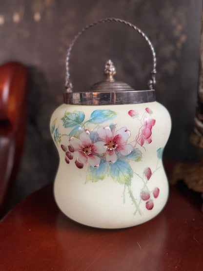 Biscuit Jar with Flowers and Berries