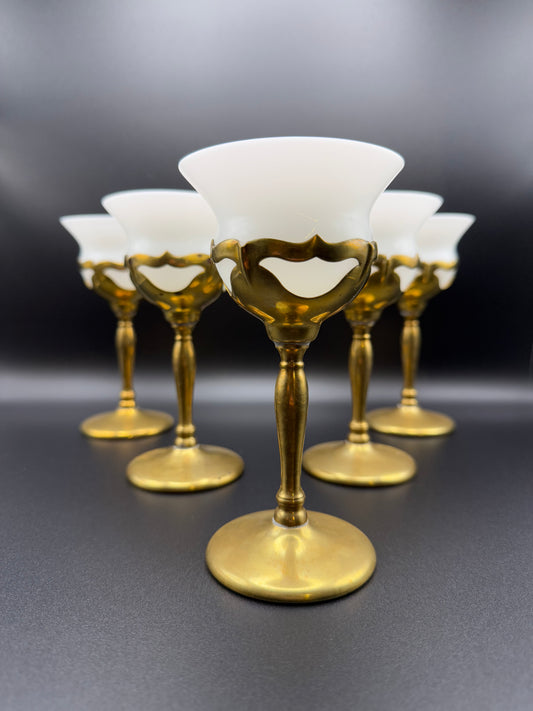 Farber Brothers Krome Kraft Goblets- Milk Glass